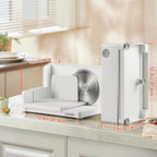 CUSIMAX Meat Slicer for Home,Foldable Meat Slicer with Child Safety Switch and 2 Removable Blades,Electric Deli Slicer Adjustable Thickness 0-20mm for Cut Meat,Cheese,Bread,Fruit,Storage Bag