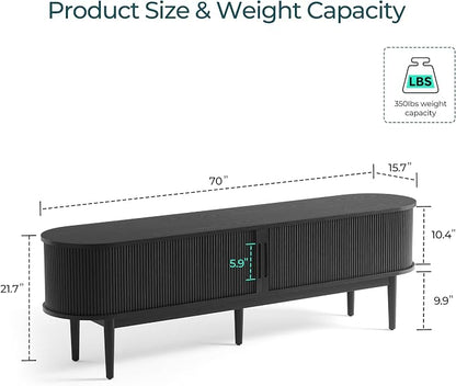 LINSY HOME 70" Fluted TV Stand for TVs up to 80 Inch, Mid Century Modern - Image 3