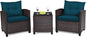 HAPPYGRILL 3 Pieces Patio Conversation Set, Outdoor Furniture Set PE Rattan by HAPPYGRILL