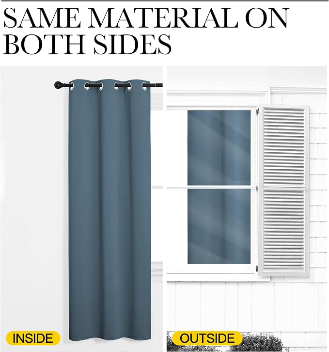 NICETOWN Smoky Blue Blackout Curtains 68 inches Length - Image 5