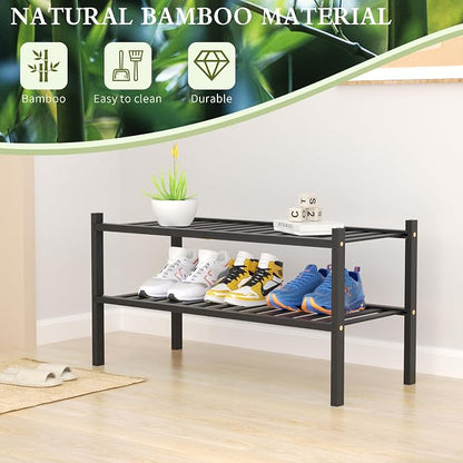 ROMGUAR CRAFT 2 Tier Bamboo Shoe Rack - Image 6