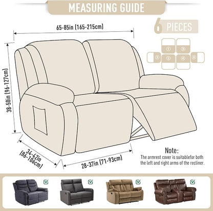 TAOCOCO Recliner Loveseat Slipcover, 6 Pieces Dual Recliner Sofa Covers - Image 5