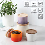 Sweejar Kitchen Canisters Ceramic Food Storage Jar, Stackable Containers with Airtight Seal Wooden Lid for Serving Ground Coffee, Tea, Sugar, Spice and More - 5 Fl Oz(Gradient Orange)