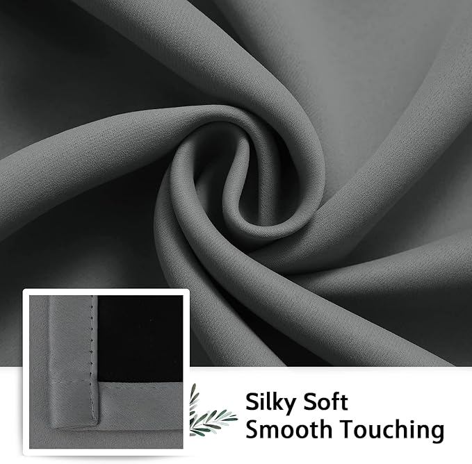 SimpleHome Grey 100% Blackout Curtains Room Darkening Living Room 84 Inch | - Image 7