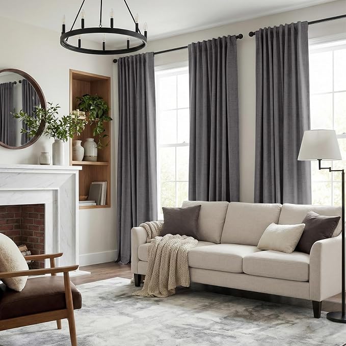 INOVADAY 100% Blackout Curtains 96 Inches Length 2 Panels Set, Back Tab/Rod - Image 3