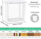 Airtight Rice Container 25 Lbs with Handle and Cup – 12.68Qt Large Flour Sugar Storage Container with Pop Up Seal & Hanging Lid Hooks, Clear Tall Food Storage Bin for Kitchen Pantry Organization