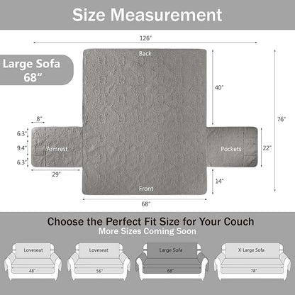 Quilted Cool Gray Sofa Slipcovers - Image 7