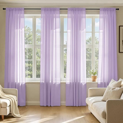 MIULEE Light Purple Sheer Curtains 72 Inches Long 4 Panels 42 x 72 Inches | by MIULEE