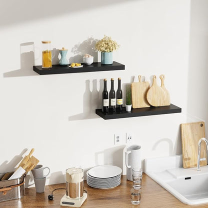 Bellsal 2-Pack Black Modern Floating Shelves, Living Room, Bathroom Storage - Image 5