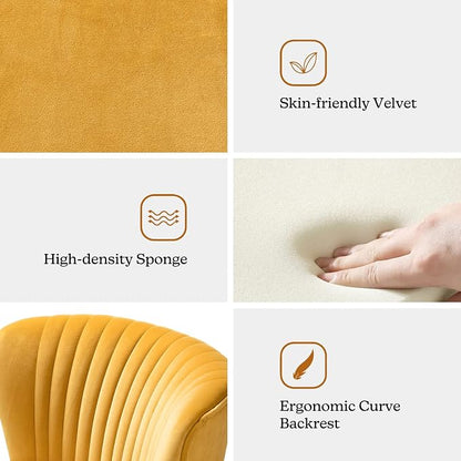 HULALA HOME Velvet Accent Chair, Modern Upholstered Cute Side Chair - Image 5