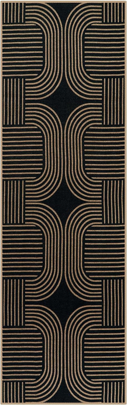 Lahome Enfys Modern Geometric Black Runner Rug, 2x8 Indoor Outdoor Hallway - Image 8