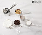 KEAWELL Premium 5-Piece Measuring Cups Set –1/4, 1/3, 1/2, 2/3, and 1 cup-18/10 Stainless Steel - Durable, Stackable, Dishwasher Safe – Nesting Design for Baking & Cooking (Silver, 5PC Measuring Cups)