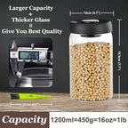 Vacuum Glass Jar with Airtight Lid,41floz/1200ml Borosilicate Glass Coffee Canister Container,Perfect for Coffee Beans & Grounds,Loose Leaf Tea,Candy,Sugar,Nuts,Spices