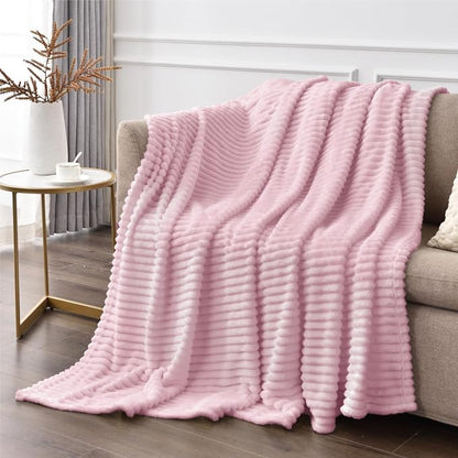 BEDELITE Ribbed Cherry Blossom Fleece Throw Blanket - Image 4