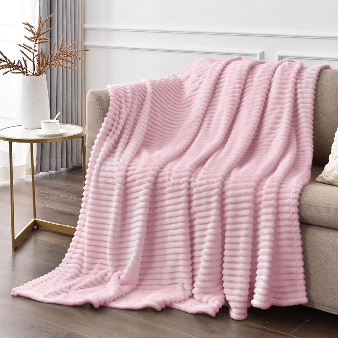 BEDELITE 3D Ribbed Cherry Blossom Fleece Twin Blanket - Image 4