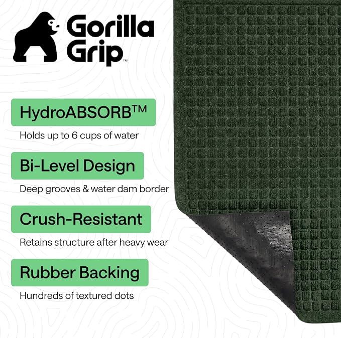GORILLA GRIP® Ultra Absorbent Front Door Mat Outside Entrance, Traps Dirt and - Image 3