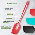 3 Pack Large Silicone Spatula for Kitchen,600°F Heat resistant Rubber Spatulas for Baking,Cooking, Scraping,and Mixing,Non Stick Kitchen Utensils, BPA Free, 11.2 IN, Red