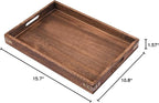 Wood Serving Tray, Rectangular Butler Serving Tray with Handle, Coffee Table Tray Decorative Tray for Tea, Coffee, Breakfast, Table Centerpieces 3 Pack