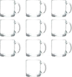 Libbey Clear Glass Coffee Mugs 13 oz. Set of 10, Bulk Pack - Perfect for Coffee, Tea, Espresso, Hot Cocoa, Other Beverages - Clear Bottom