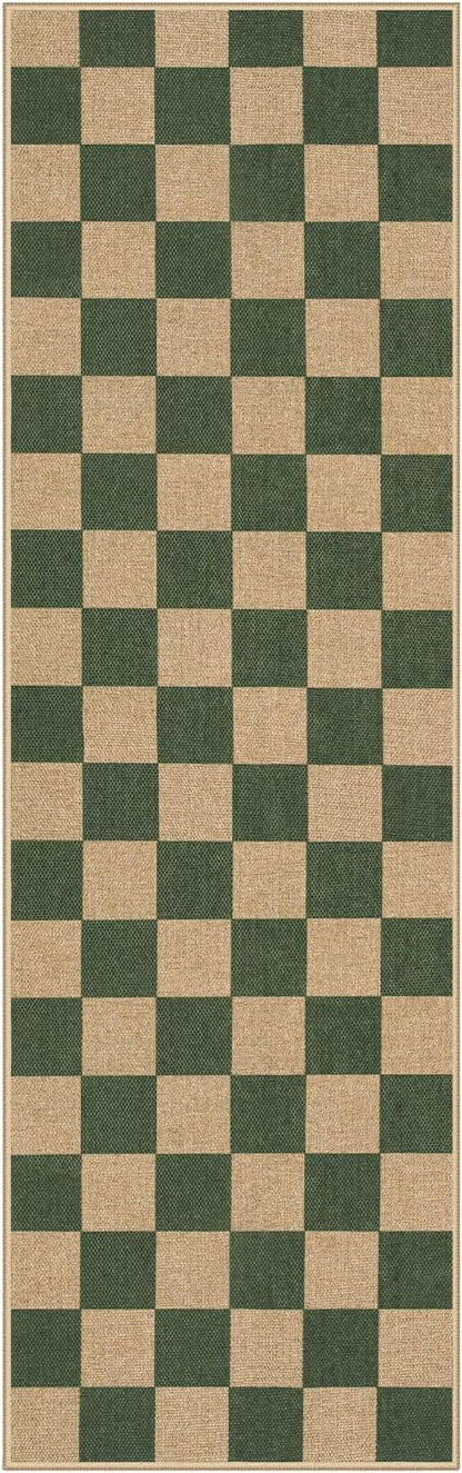 Lahome Checkered Easy Jute Kitchen Runner Rug, 2x8 Outdoor Rugs Washable | - Image 8