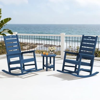 SERWALL Outdoor Rocking Chair Set of 4, Oversized HDPE Patio Rocking Chair - Image 10