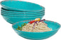 Farmhouse Melamine Pasta Bowls Set of 6, 42 OZ Shallow Individual Bowl, Melamine Pasta Plates and Salad Bowls sets, Dishwasher Safe Serving,Snack bowl,Fruit Bowl, Teal
