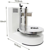 TECHTONGDA Cake Cream Spreading Frosting Icing Turntable Automatic Coating Machine with Graduated Scraper 60-320RPM Rotating Speed for 6-14inch Cakes White