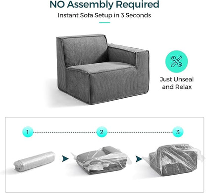 LINSY HOME Modular Sectional Sofa, Corduroy Sectional Cloud Couches - Image 4