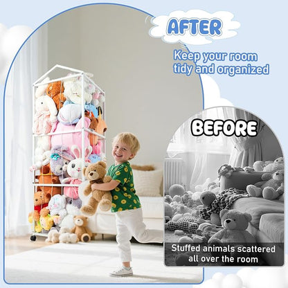 NomNest Stuffed Animal Storage Zoo, Large Metal Plushies Organizer, Heavy Duty - Image 6