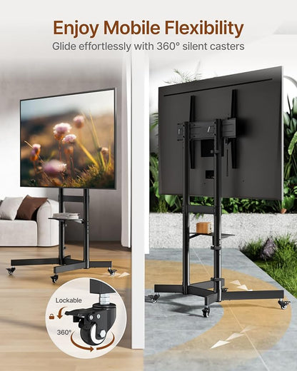 Heavy-Duty Rolling TV Stand for 55–100" Screens — Supports 165 lbs, Stable - Image 5