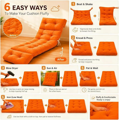 Outdoor Chaise Lounge Cushion, Waterproof 74.4x22x4.7 Inch Thick Cotton Filled - Image 8