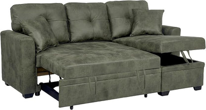 L Shaped Sectional Couch with Storage and Pull Out Bed, 3 Seater Sleeper Sofas by LITVZ