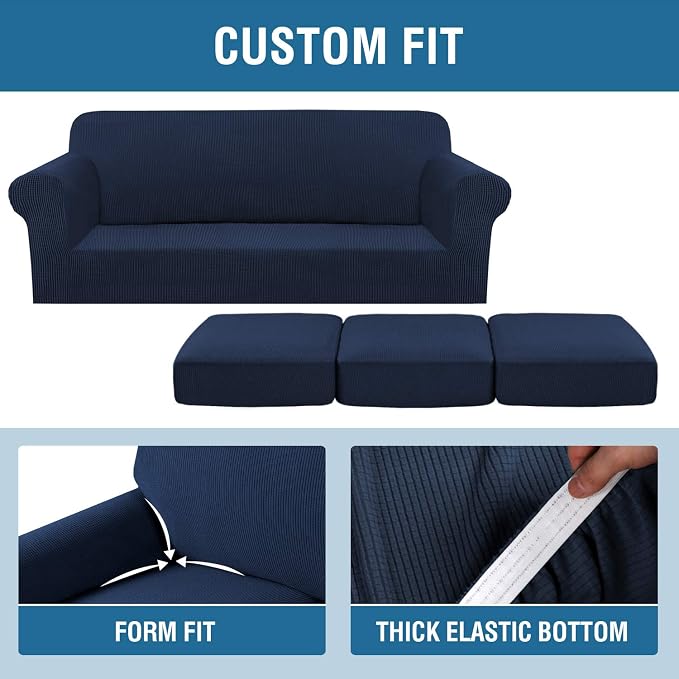 4 Piece Stretch Sofa Covers for 3 Cushion Couch Covers Furniture Slipcovers for - Image 4
