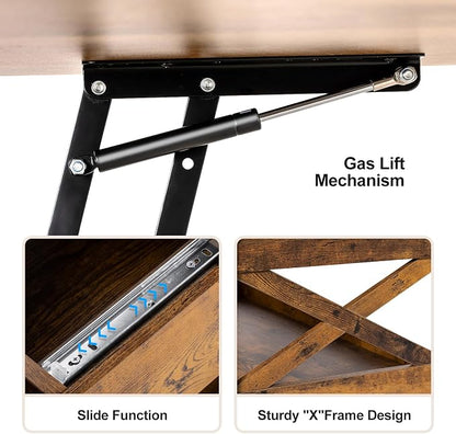 Lift Top Coffee Table with Storage, Small Coffee Table with Hidden Compartment - Image 6