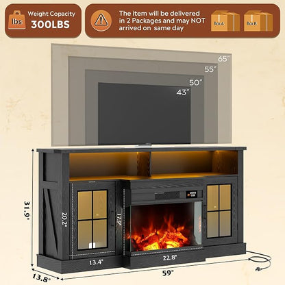 WLIVE 3-Sided Glass Electric Fireplace TV Stand - Image 3