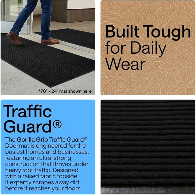 GORILLA GRIP Waterproof Traffic Guard Door Mat, Indoor Outdoor Heavy Duty - Image 3