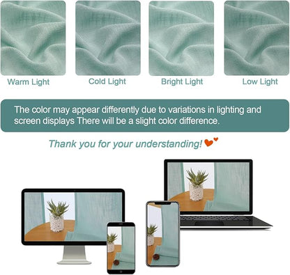 Chyhomenyc Aqua Green Semi Sheer Curtains 84 Inches Long 2 Panels Set, Light - Image 4