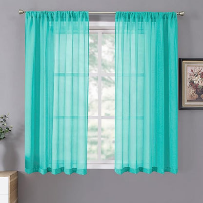 Tollpiz Sheer Curtains Linen Textured Bedroom Curtain Sheers Light Filtering by Tollpiz