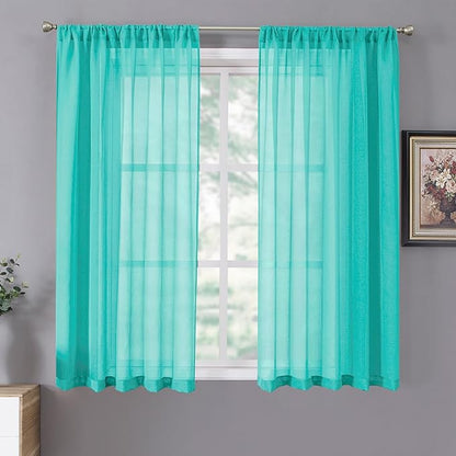 Tollpiz Short Sheer Curtains Living Room Linen Textured Curtain Sheers Light by Tollpiz