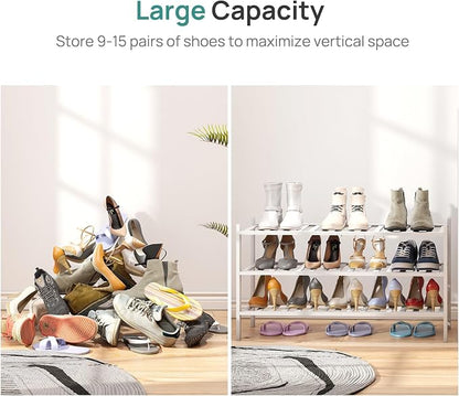 viewcare 3-Tier Long Shoe Rack, Bamboo Wood Shoe Rack - Image 5