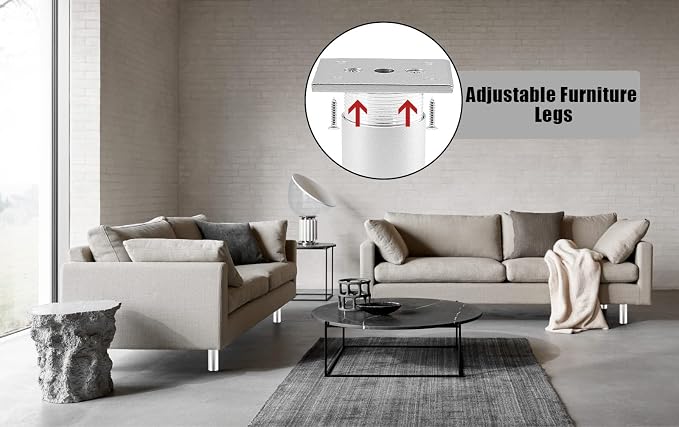 Set of 4 Furniture Legs 6 Inch, Adjustable Aluminum Alloy Cabinet Legs - Image 7