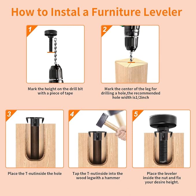 NANMOTUE Leveling Feet, Adjustable Furniture Levelers - Image 7
