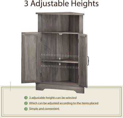 Smuxee Bathroom Corner Storage Cabinet, Farmhouse Floor Corner Cabinet - Image 4