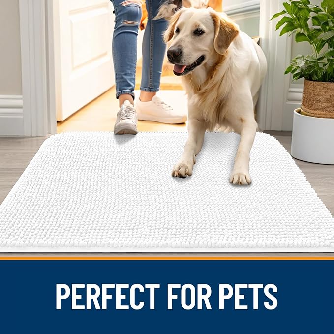 OLANLY Dog Door Mat for Muddy Paws 59x35, Super Absorbent Chenille Mud Mat | - Image 6
