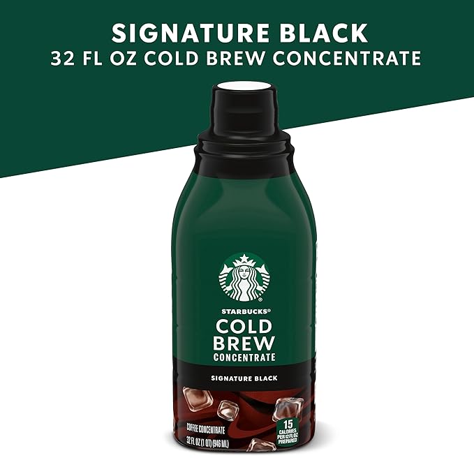 Starbucks Cold Brew Coffee Concentrate, Signature Black, 100% Arabica, Multi-Serve Bottle (32 Fl Oz)