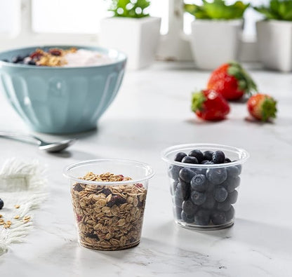 {5 oz,200 Cups} Clear Diposable Plastic Portion Cups No Lids, Small Mini Containers For Portion Controll, Jello Shots, Meal Prep, Sauce Cups, Slime, Crafts, Disposable Souffle Cups & Much more