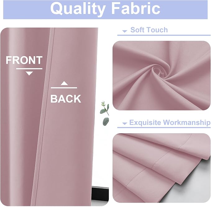 Simplebrand Ava Blush Short 36 Inches Blackout Curtain 2 Panels Set, Half - Image 2