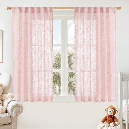 Semi Sheer Linen Curtains 45 Inches Long by LAMIT