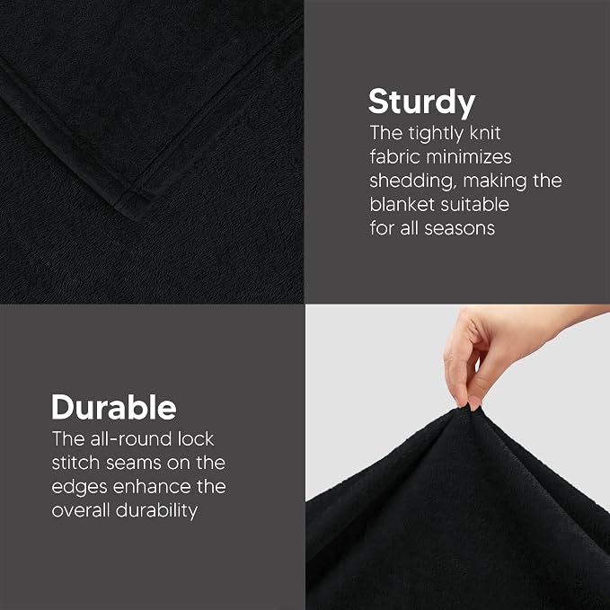 Utopia Bedding Ultra Soft Fleece Bed Blanket Twin Size Black | Microfiber Plush - Image 7