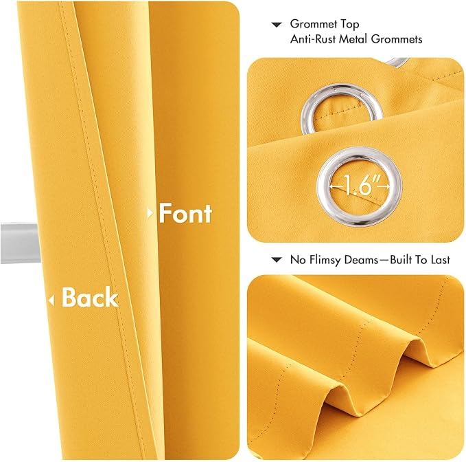MIULEE Blackout Curtains for Bedroom 2 Panels 40 x 45 Inch Long Yellow | - Image 4